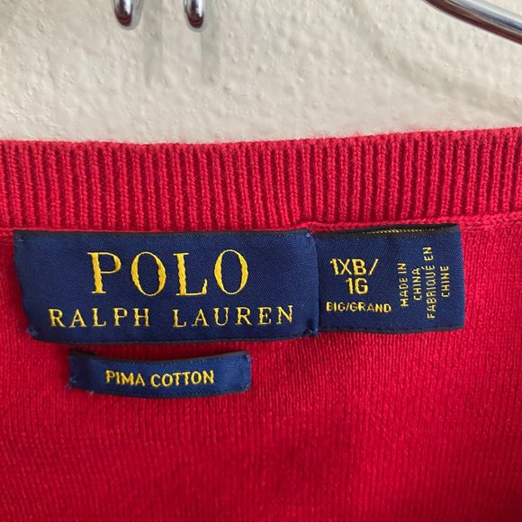 1XB/ 1G Ralph Lauren Classic Vintage Red V Neck Sweater Vest w149 - Picture 2 of 9
